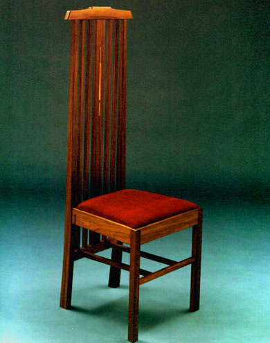 walunt hall chair with copper inlay